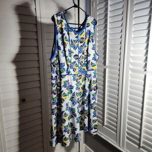 Ashley Stewart Vibrant Blue and Yellow Dress
